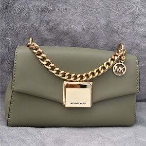 Michael Kors Sage Green Shoulder Bag with Gold Chain